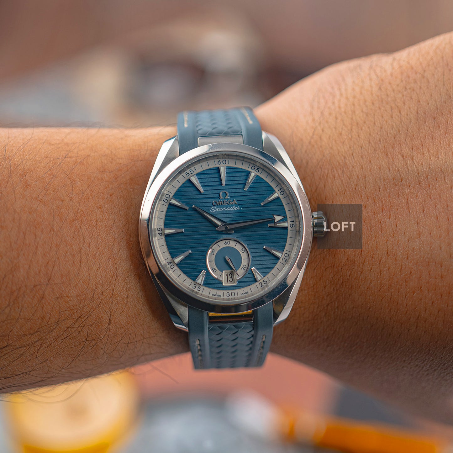 Omega Aqua Terra 150M Grey Blue Rubber Strap 41mm