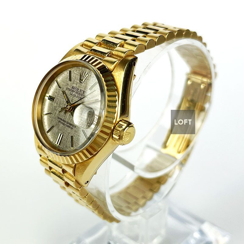 Rolex Lady-Datejust 26 Gold President Linen Dial