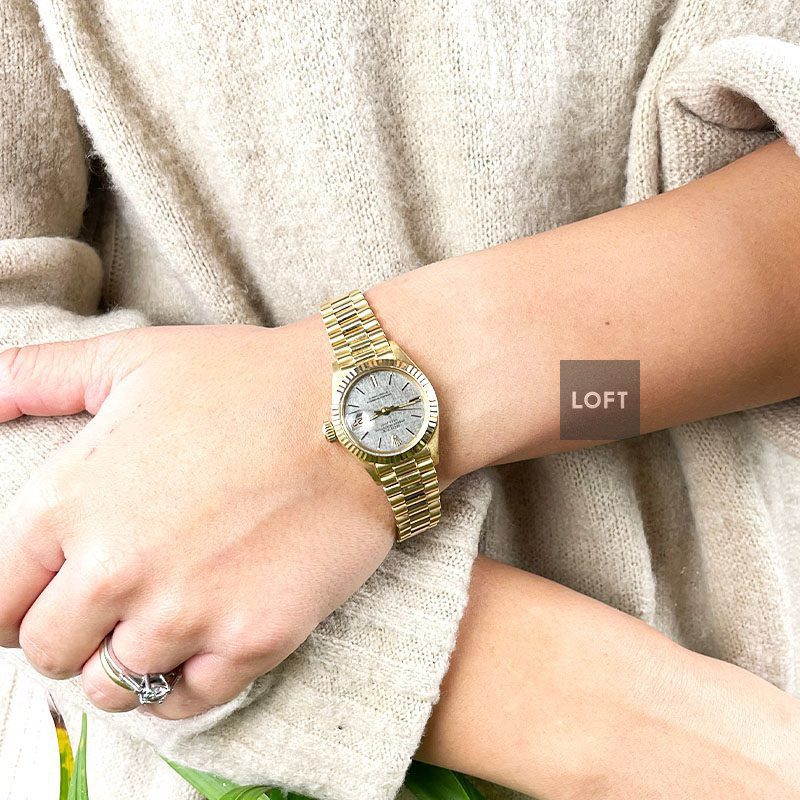 Rolex Lady-Datejust 26 Gold President Linen Dial