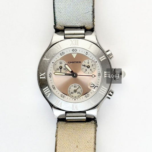 Cartier Must 21 Chronoscaph Ladies Satin Strap 36 mm