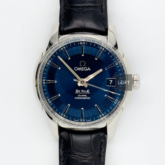 Omega De Ville Hour Vision Blue Dial White Gold Hands 41 mm