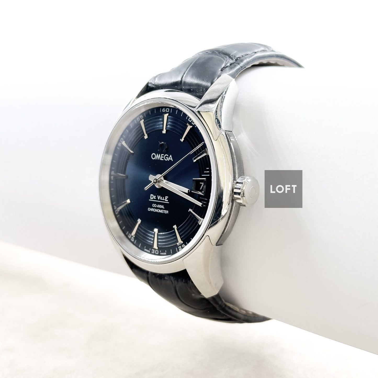 Omega De Ville Hour Vision Blue Dial White Gold Hands 41 mm