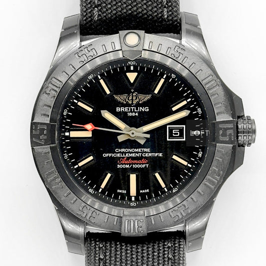 Breitling Avenger Blackbird Automatic Black Dial Military Strap 48 mm