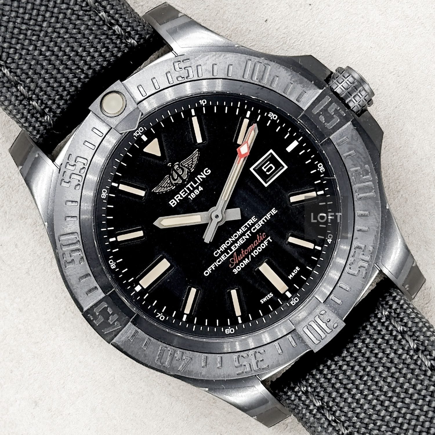 Breitling Avenger Blackbird Automatic Black Dial Military Strap 48 mm