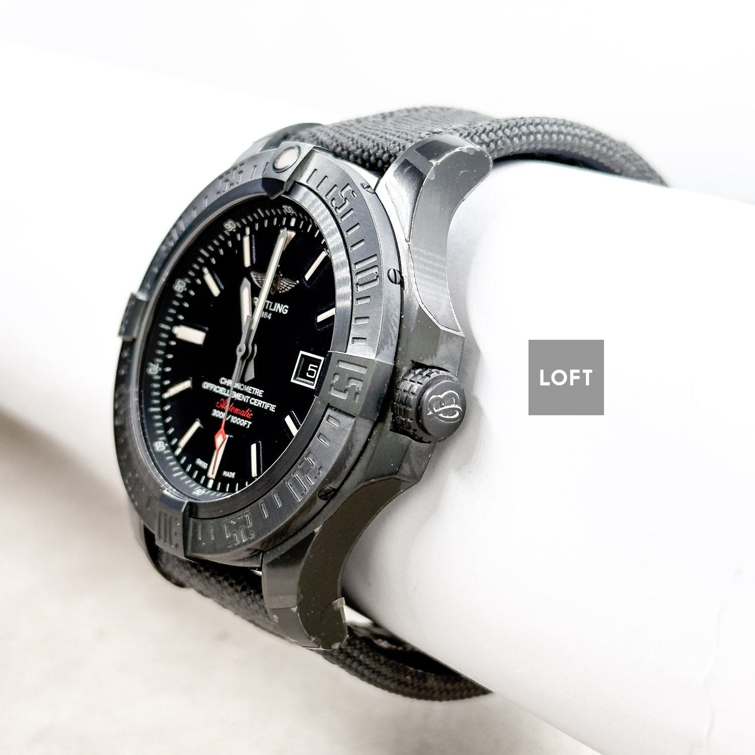 Breitling Avenger Blackbird Automatic Black Dial Military Strap 48 mm