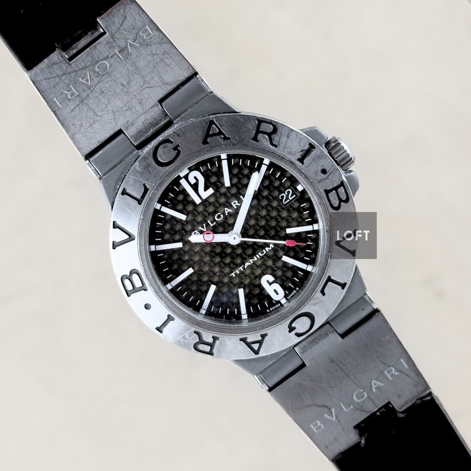 BVLGARI チタン ラバーベルト 時計 TI 38 TA 中古)BVLGARI ブルガリ ブルガリ・ブルガリ Ti38TA チタニウム