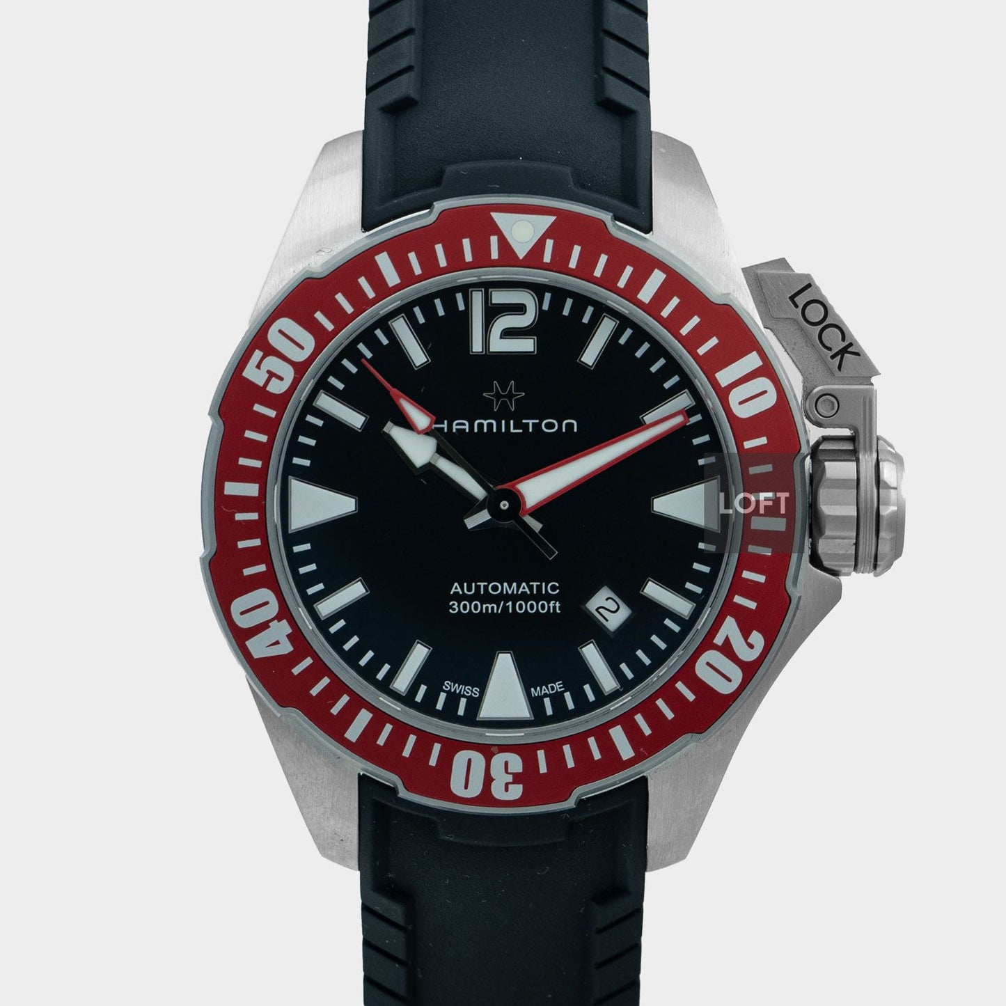 Hamilton Khaki Navy Frogman Auto Red Bezel 42 mm
