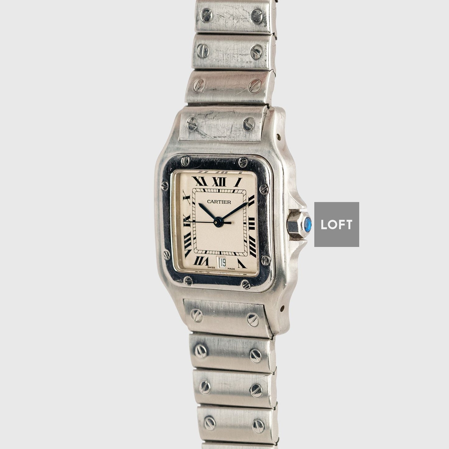 Cartier Santos Galbée Quartz Silver Dial Date 29 mm