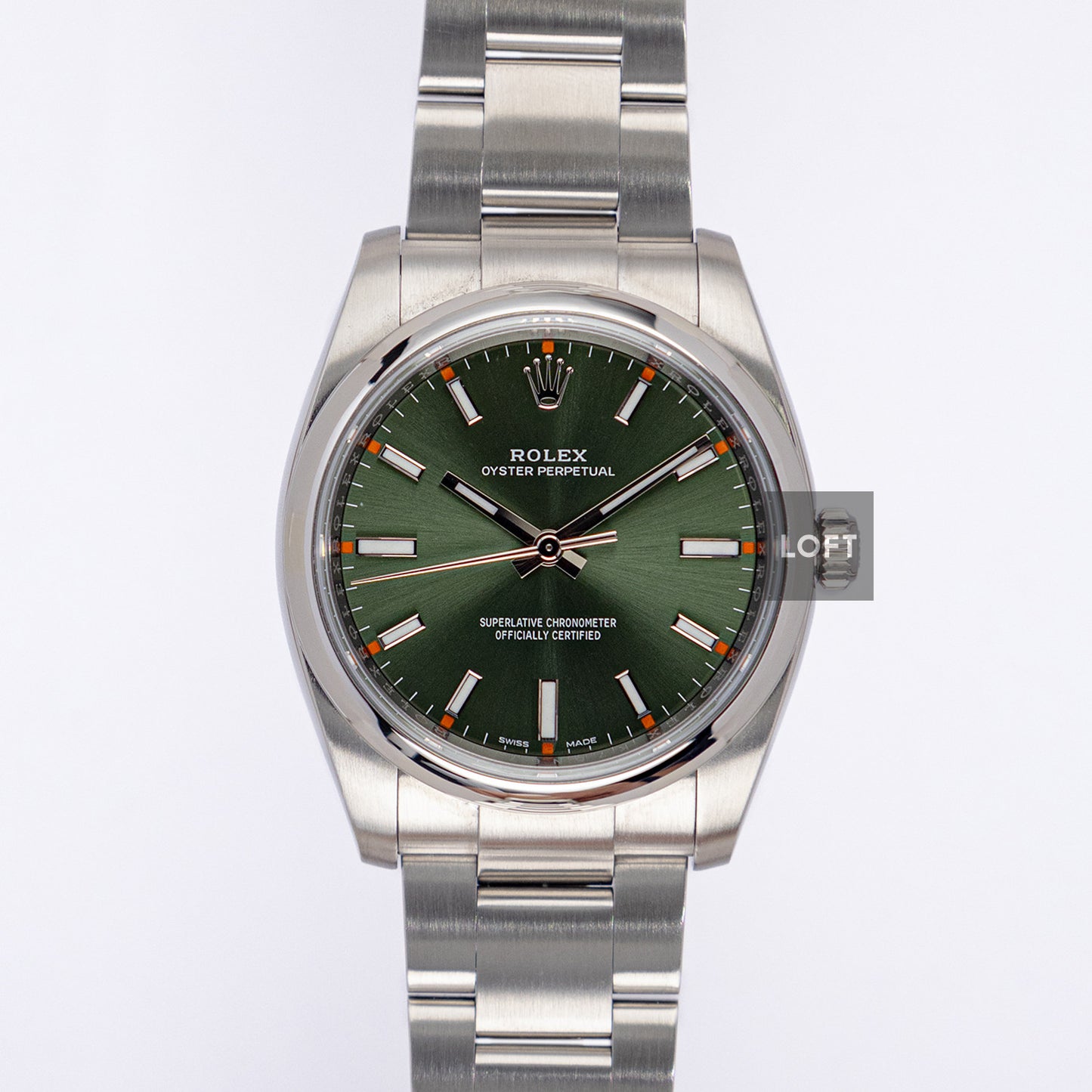 Rolex Oyster Perpetual 114200 Olive Green Dial 34mm