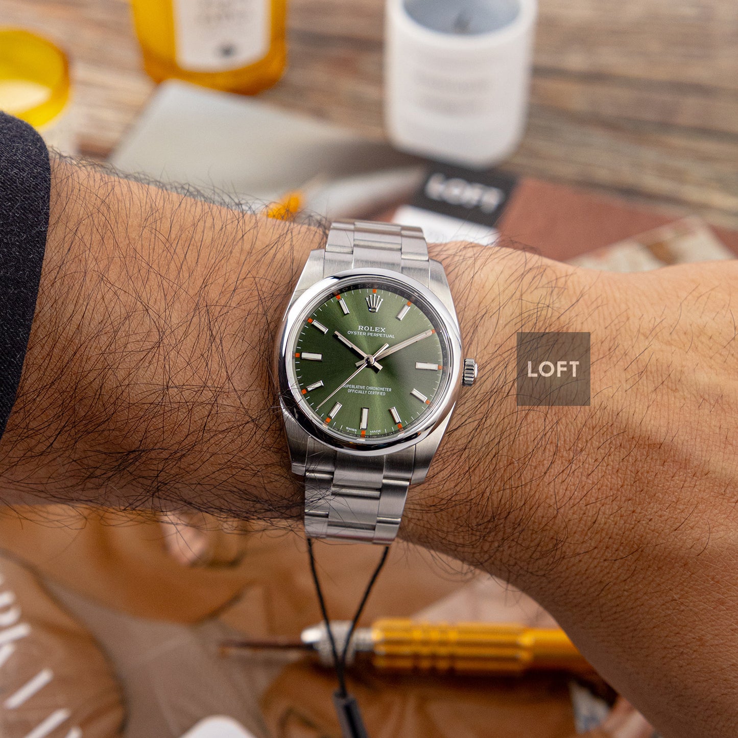 Rolex Oyster Perpetual 114200 Olive Green Dial 34mm