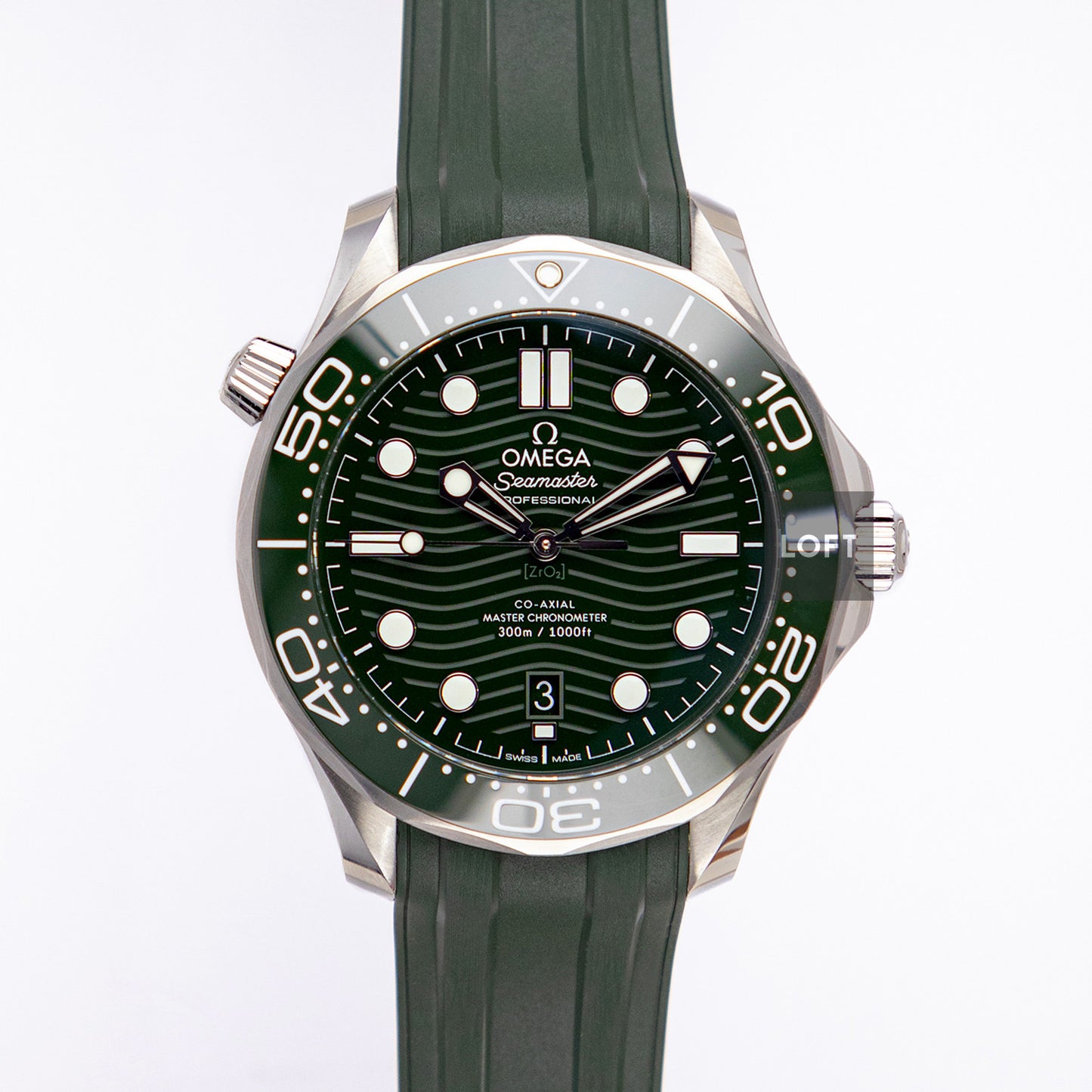 Omega Seamaster Diver 300M Green Rubber Strap 42mm