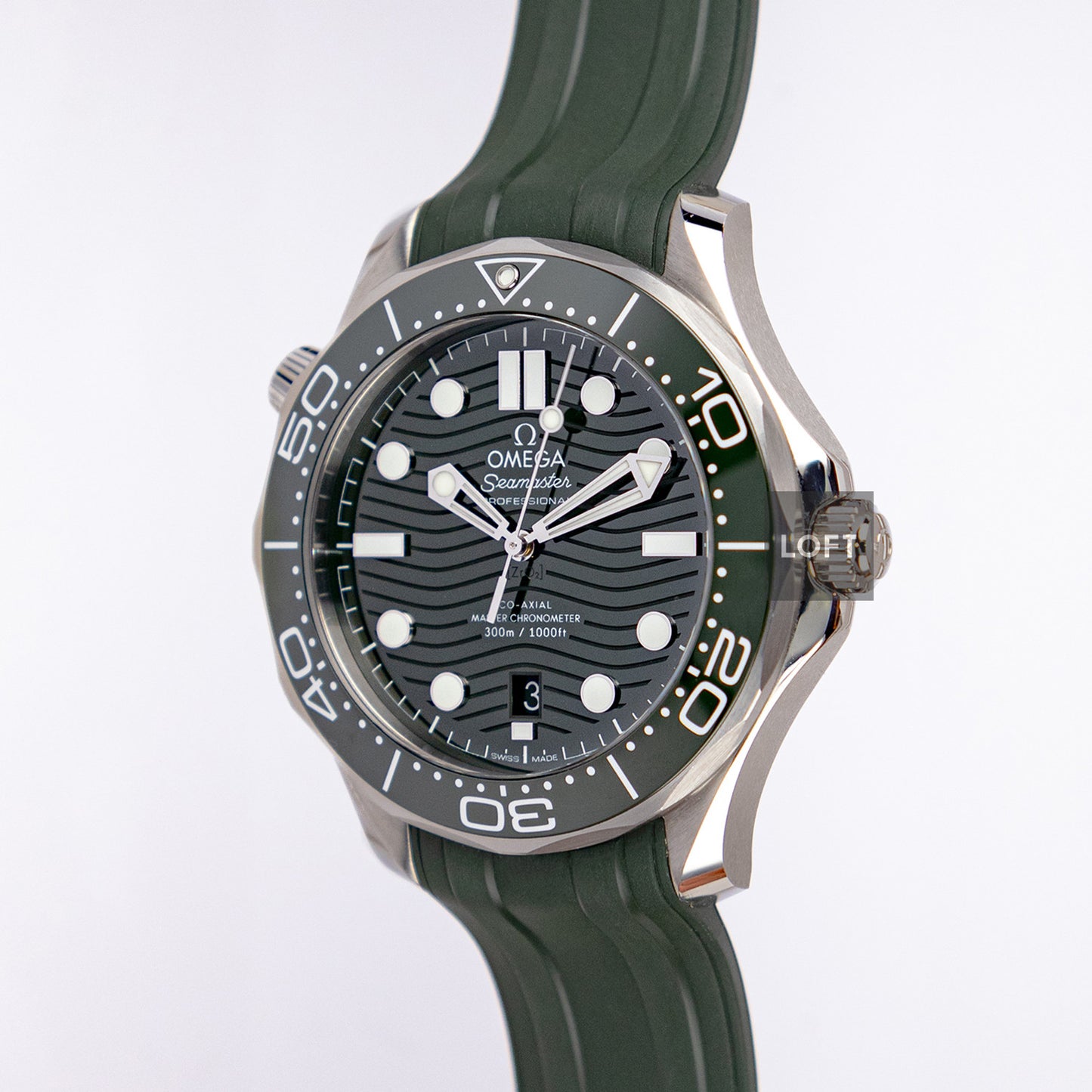 Omega Seamaster Diver 300M Green Rubber Strap 42mm