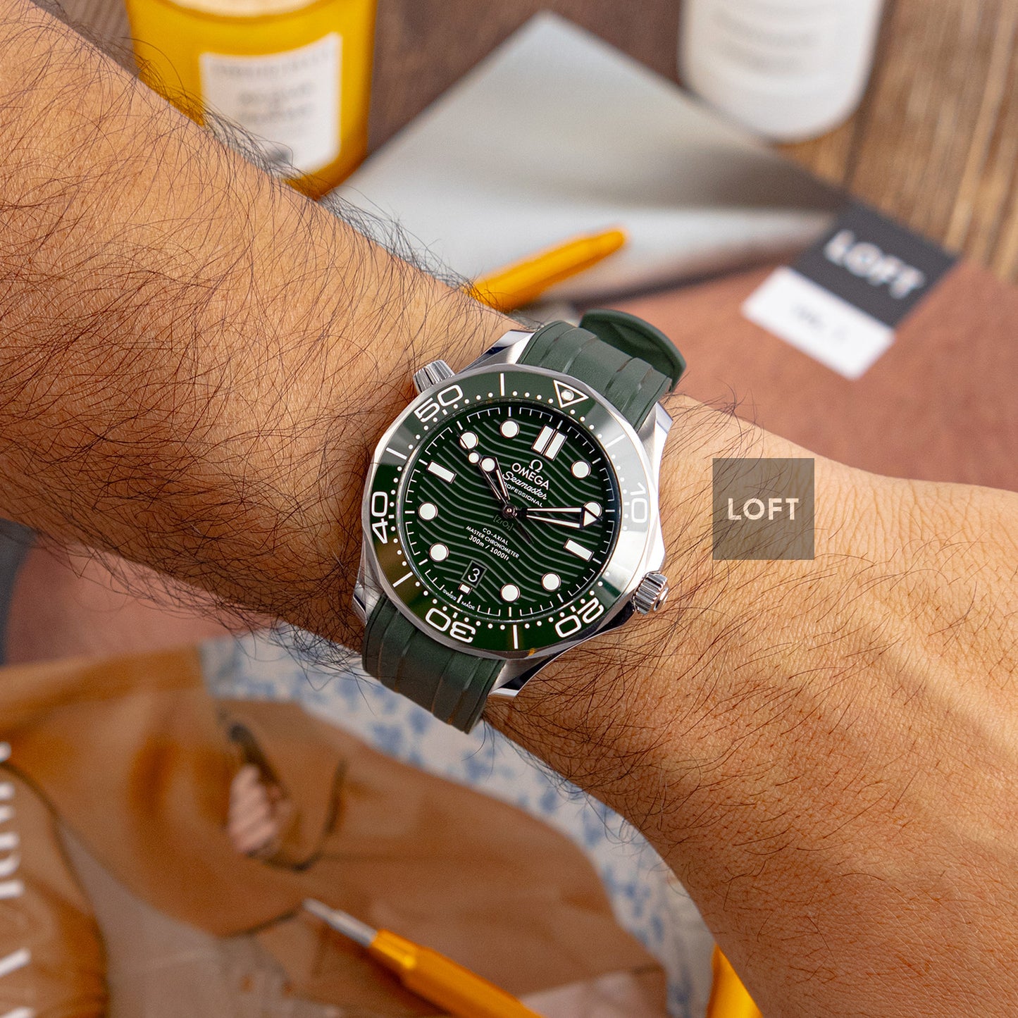 Omega Seamaster Diver 300M Green Rubber Strap 42mm