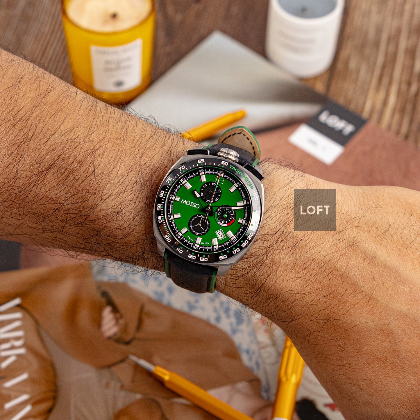 Mosso Italia Bull Head Quartz Chronograph Green 42mm