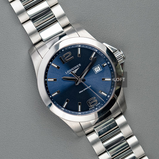 Longines Conquest Quartz Blue Sunburst Dial 41mm