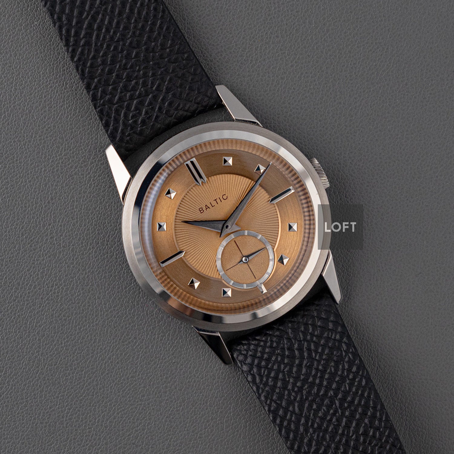 Baltic Prismic Salmon Manual Wind Leather Strap 36mm