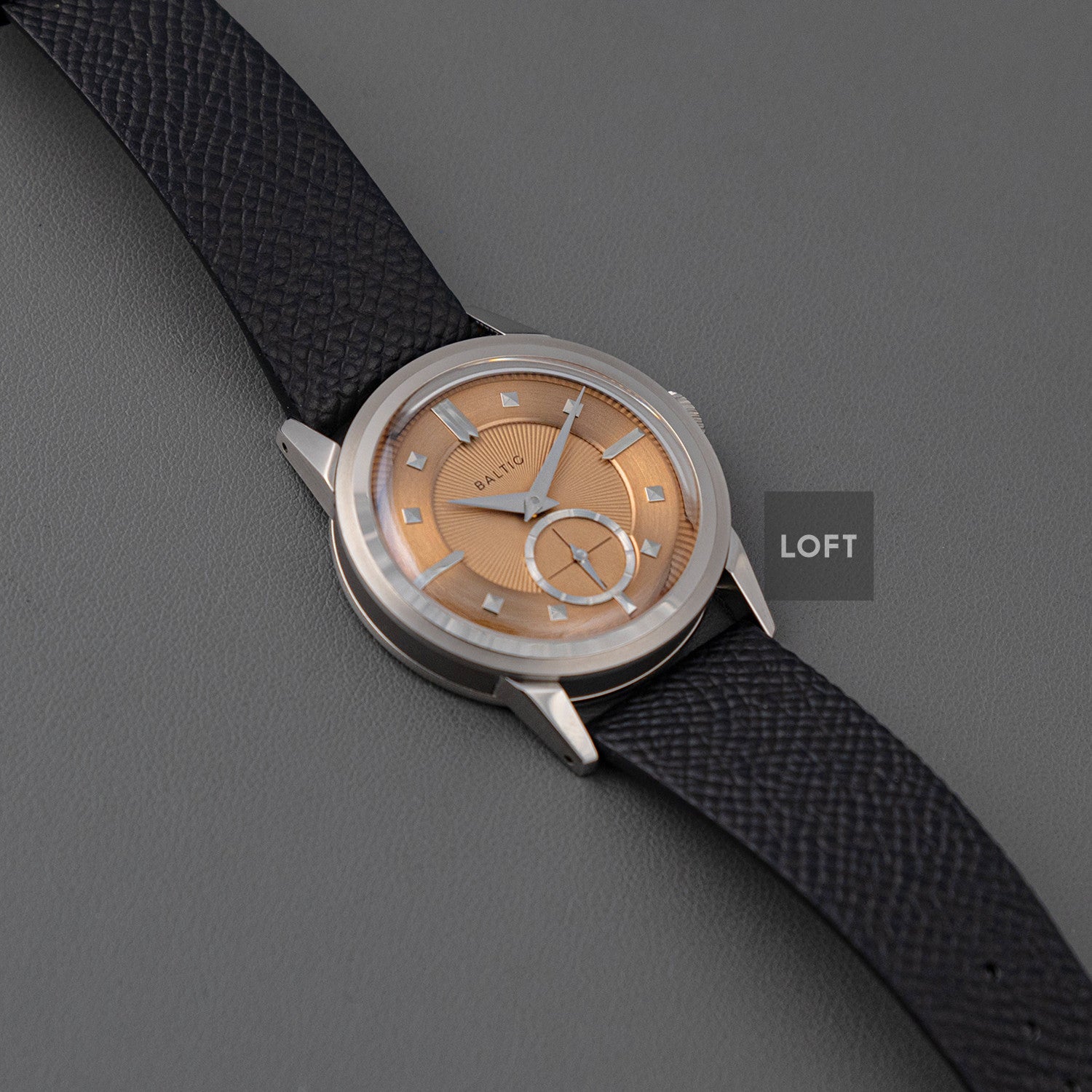 Baltic Prismic Salmon Manual Wind Leather Strap 36mm