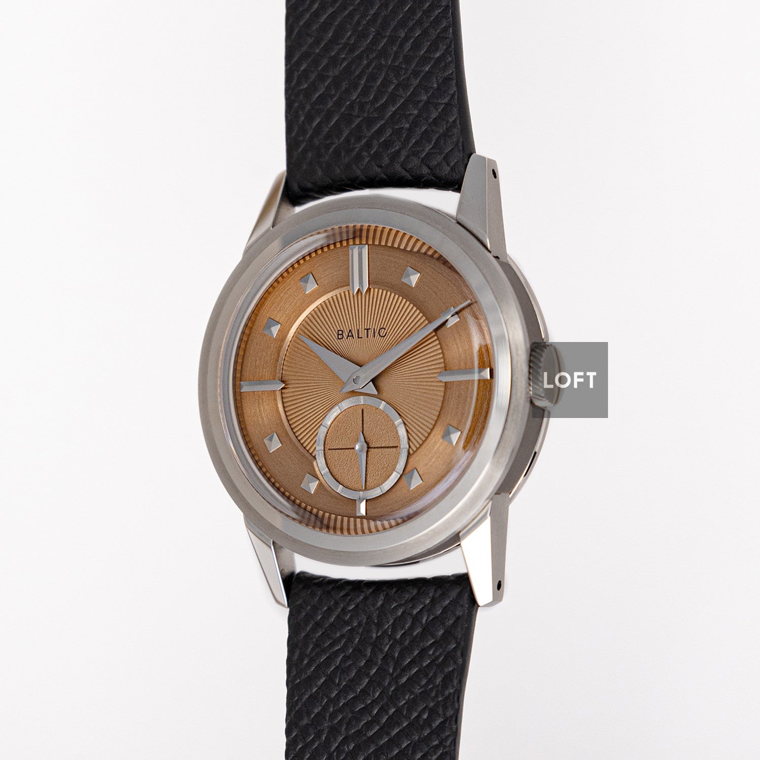 Baltic Prismic Salmon Manual Wind Leather Strap 36mm
