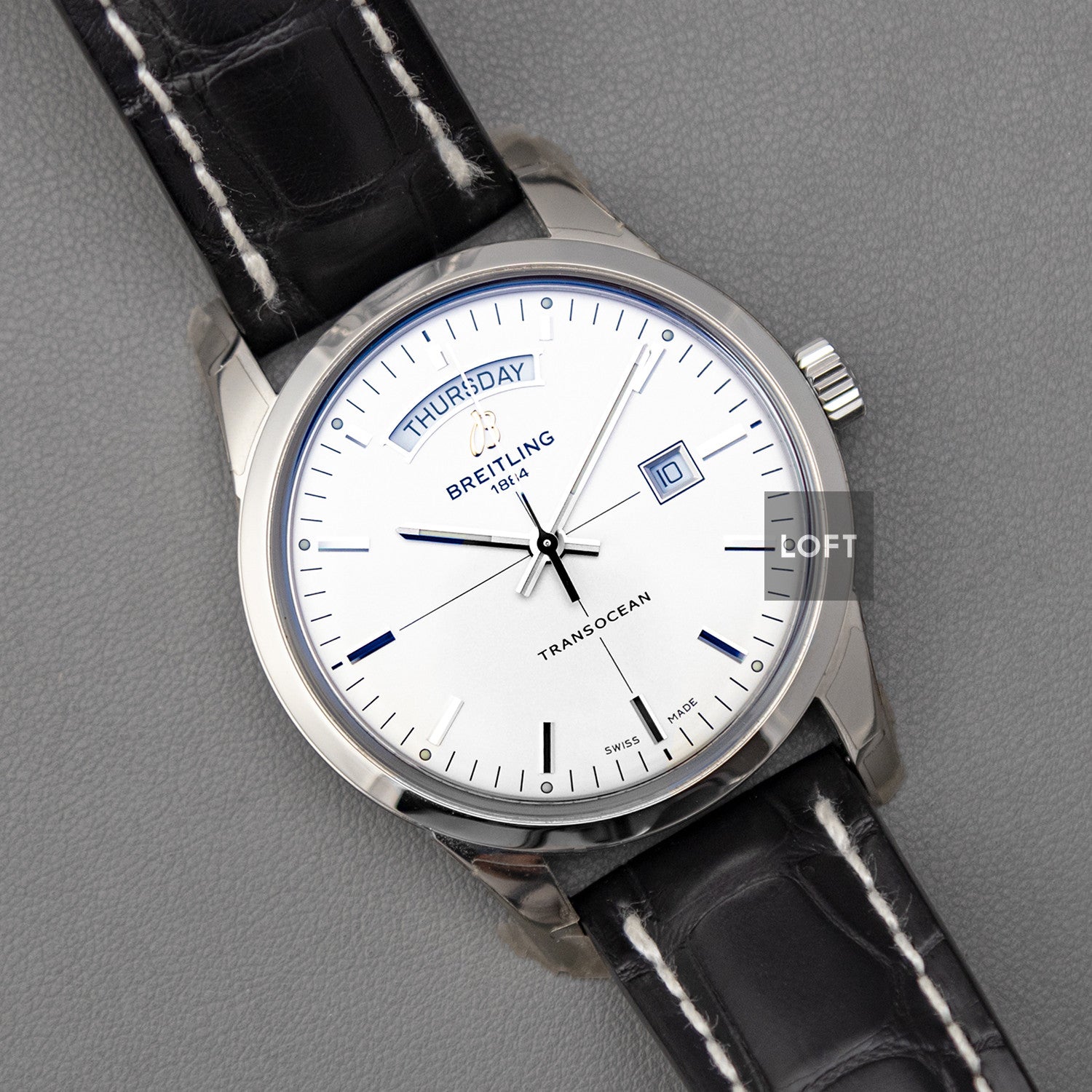 Breitling Transocean Day & Date Automatic Silver Dial 43mm