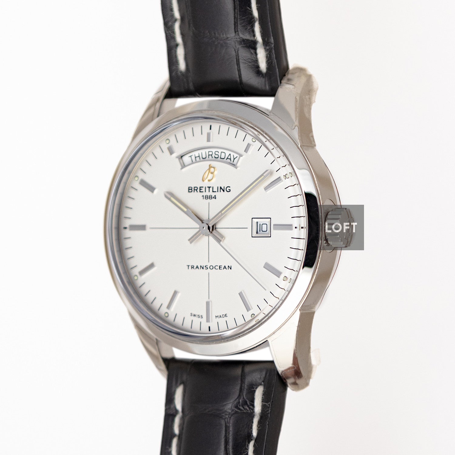 Breitling Transocean Day & Date Automatic Silver Dial 43mm