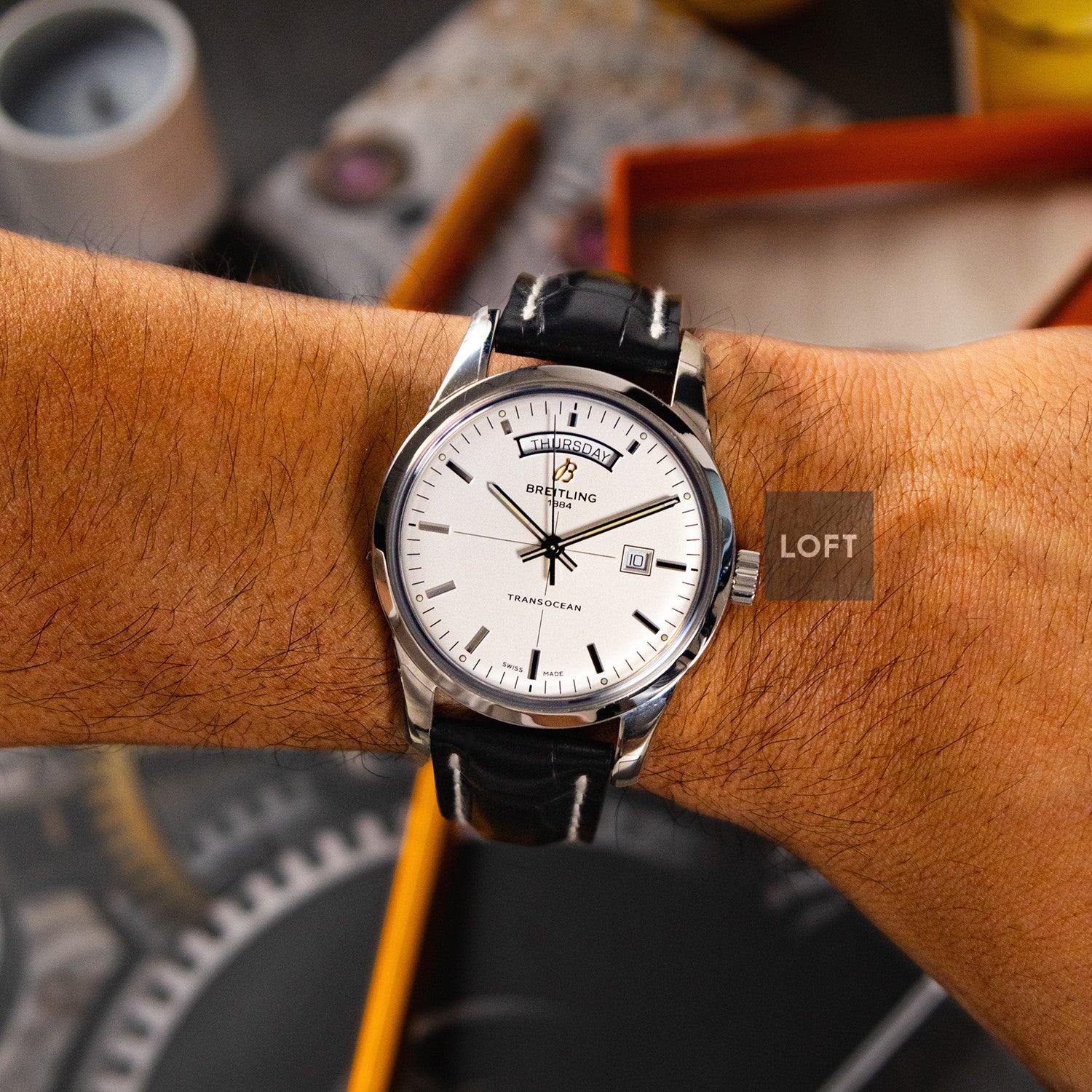 Breitling Transocean Day & Date Automatic Silver Dial 43mm