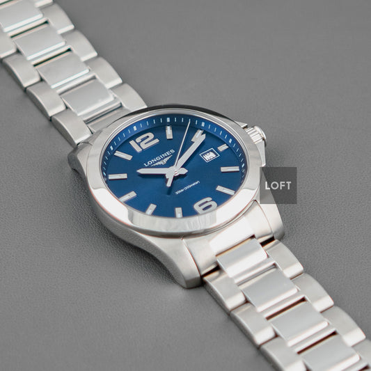 Longines Conquest Quartz Blue Sunburst Dial 41mm