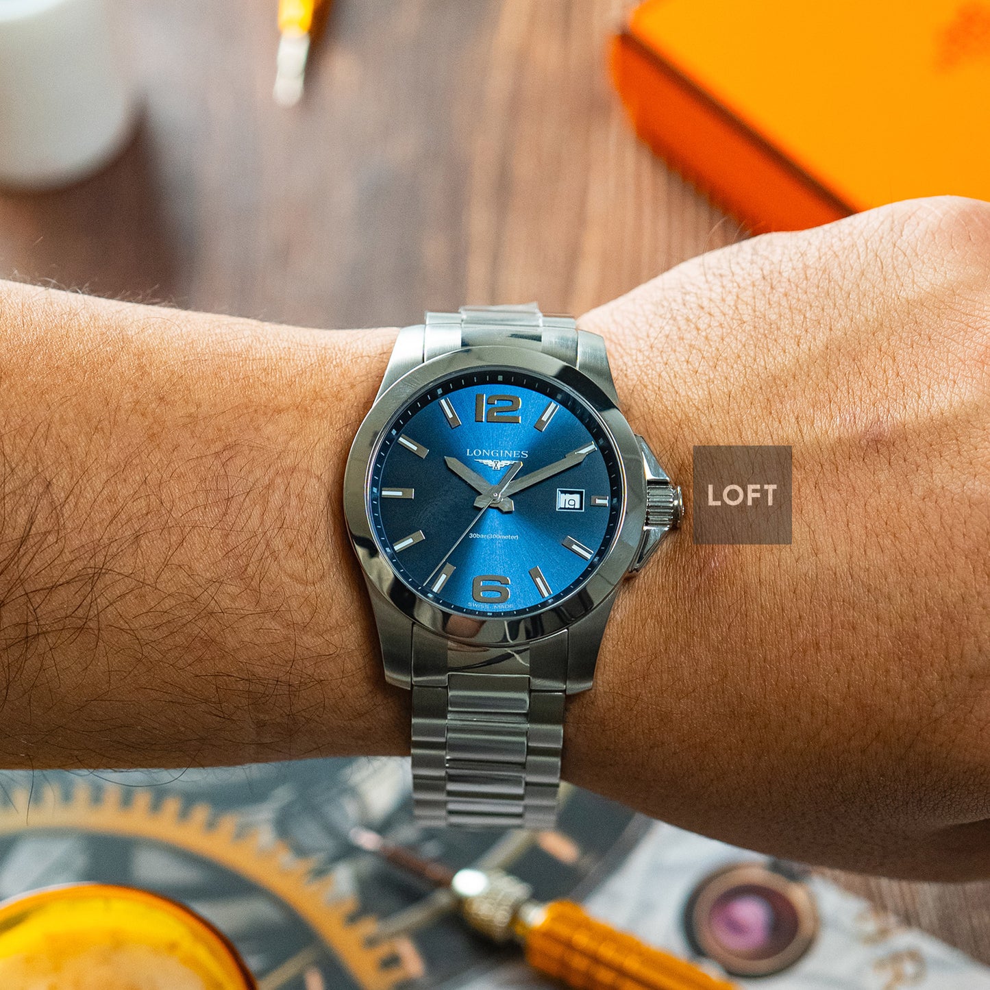 Longines Conquest Quartz Blue Sunburst Dial 41mm