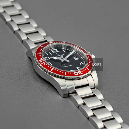 Longines HydroConquest Quartz Black Red Bezel 41mm