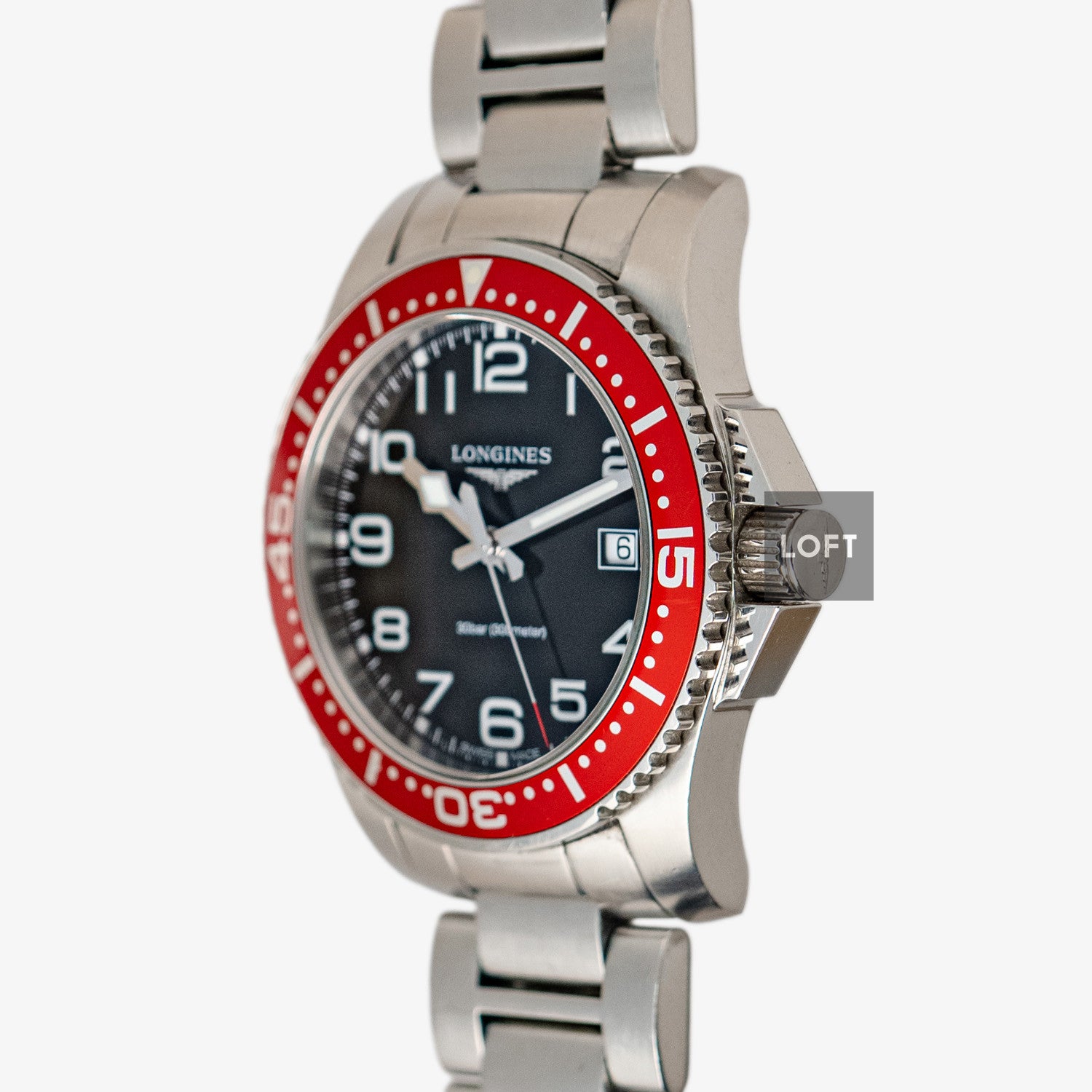 Longines HydroConquest Quartz Black Red Bezel 41mm