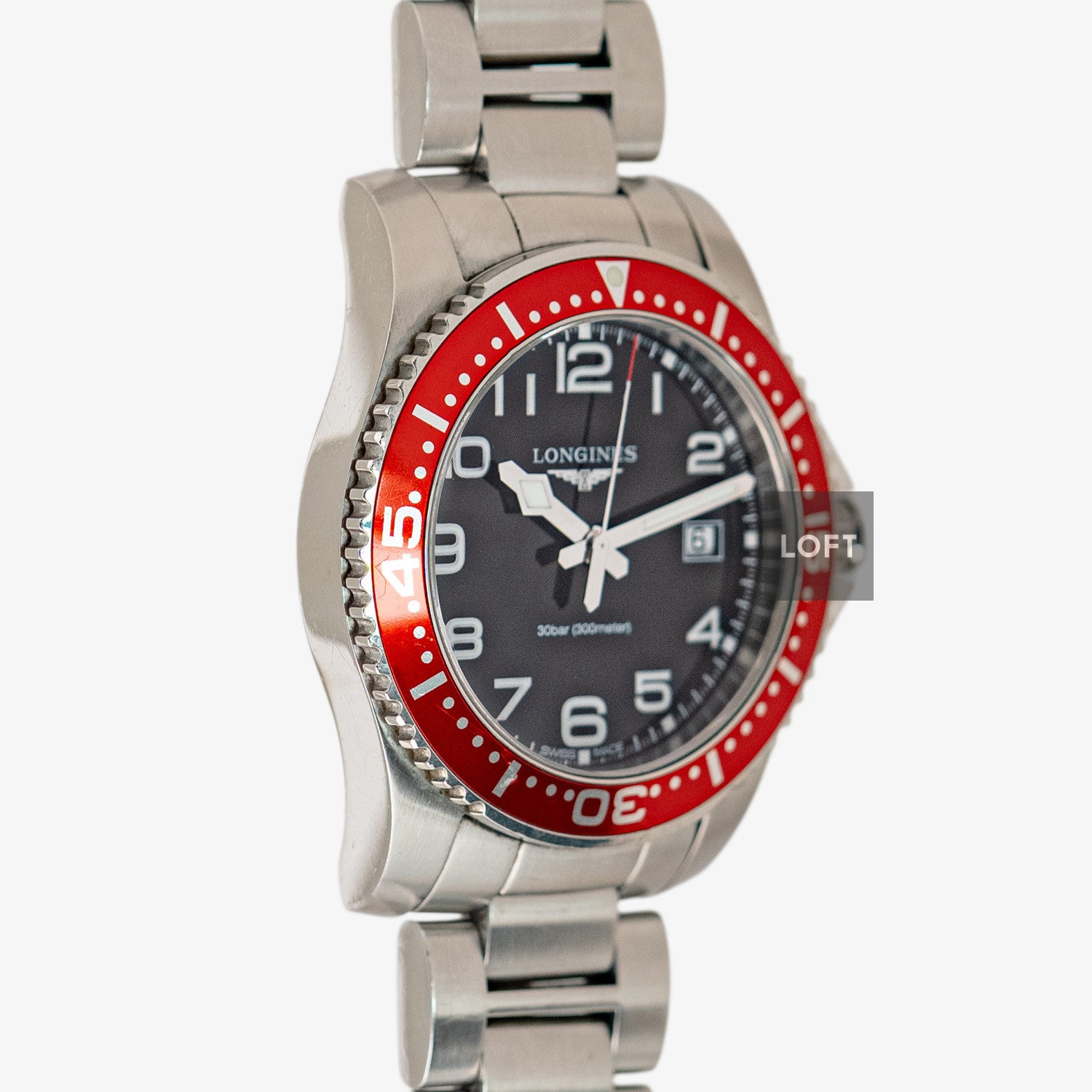 Longines HydroConquest Quartz Black Red Bezel 41mm