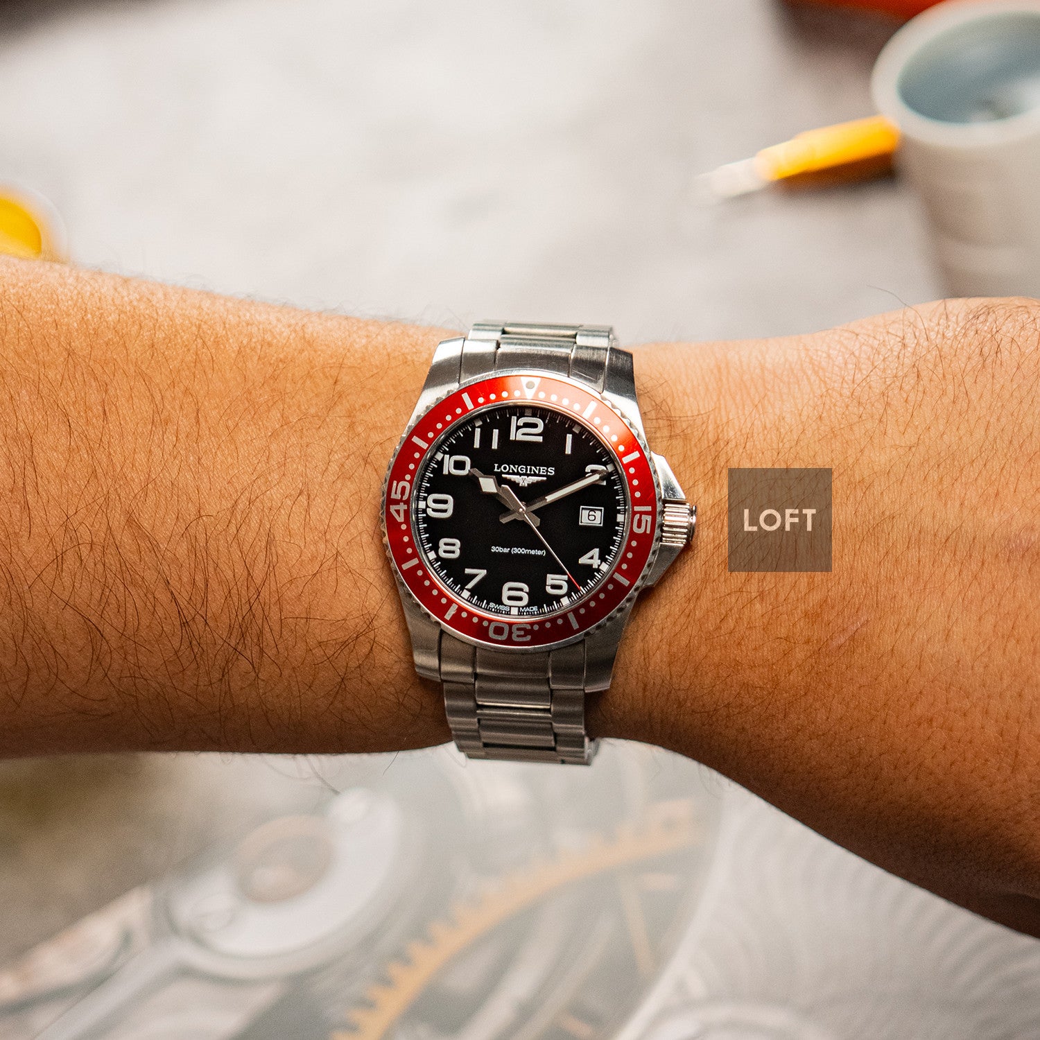 Longines HydroConquest Quartz Black Red Bezel 41mm