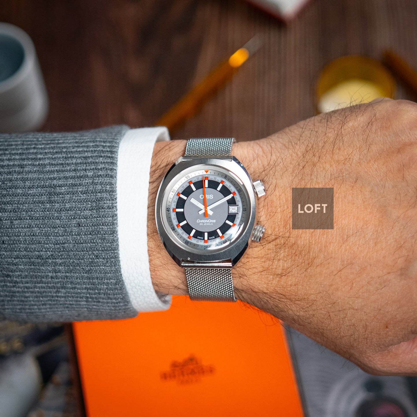 Oris Chronoris Date Grey Dial Rotating Inner Bezel 39mm