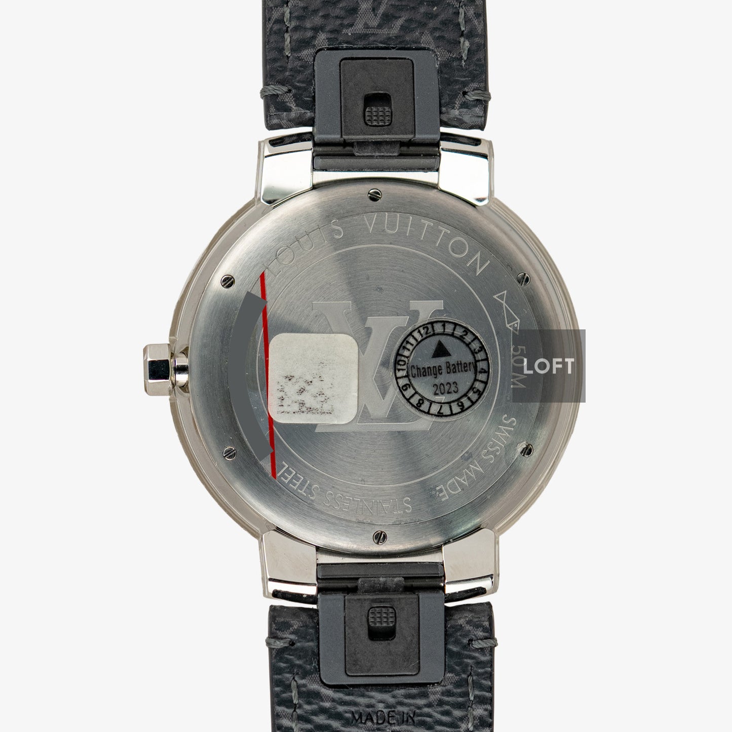 Louis Vuitton Tambour Slim Monogram Quartz Date Silver Dial 39mm