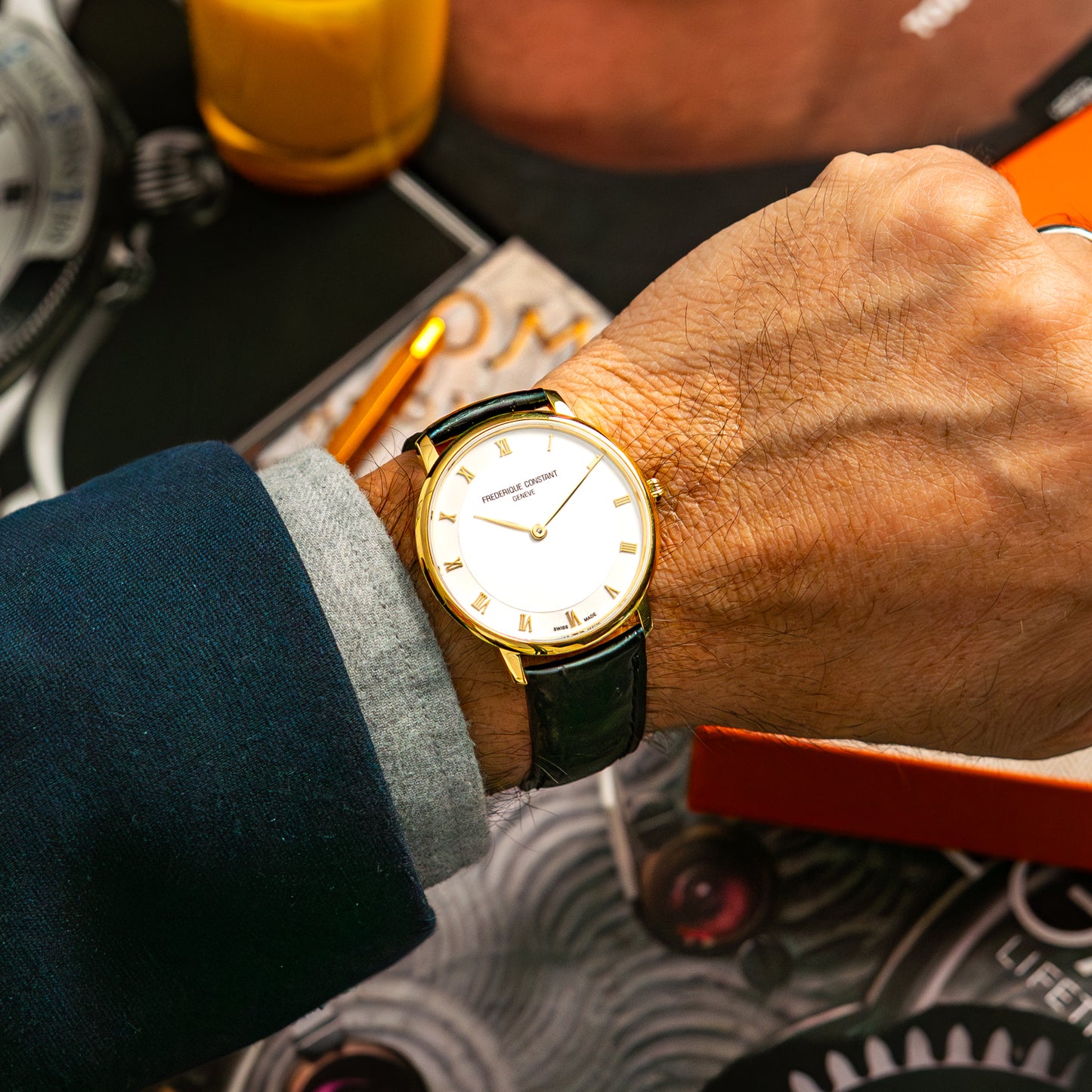 Frederique Constant Slimline Quartz Roman Dial Gold 37mm