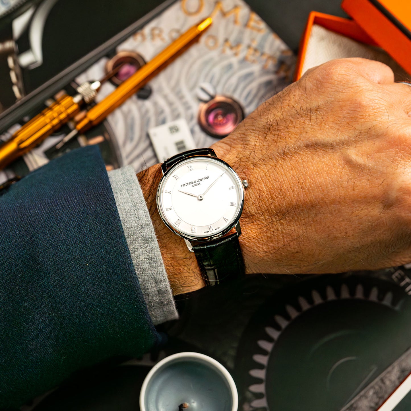 Frederique Constant Slimline Quartz Roman Dial Steel 37mm