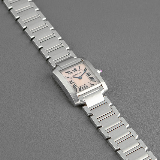 Cartier Tank Française Quartz Pink Dial Steel 20mm