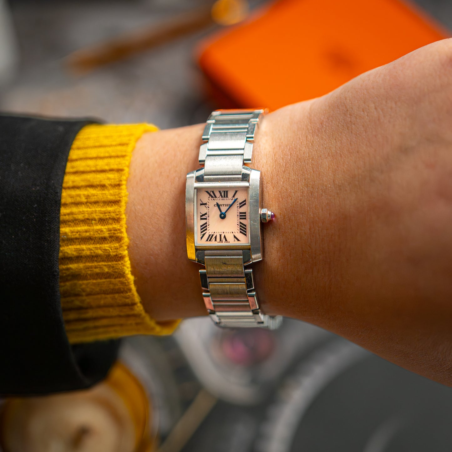 Cartier Tank Française Quartz Pink Dial Steel 20mm