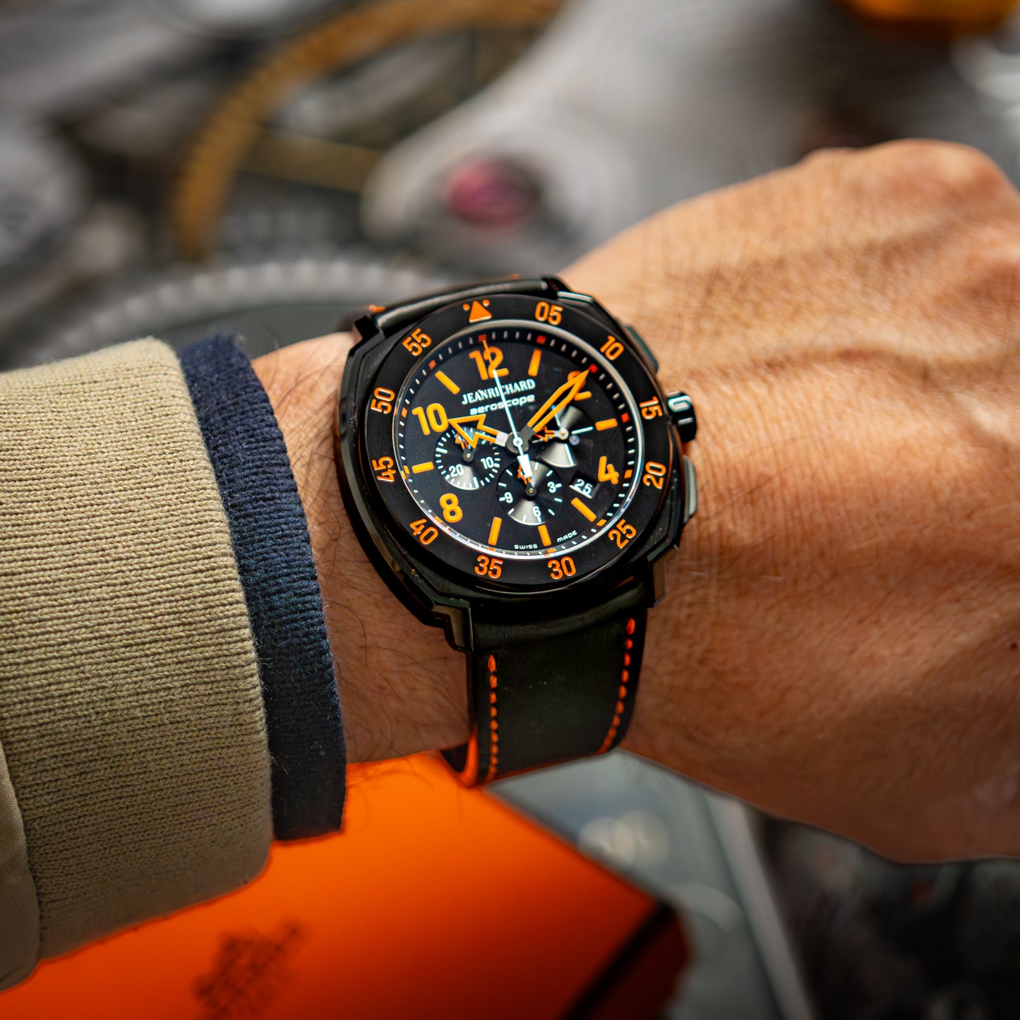 JeanRichard Aeroscope Automatic Chronograph Black Orange 44mm