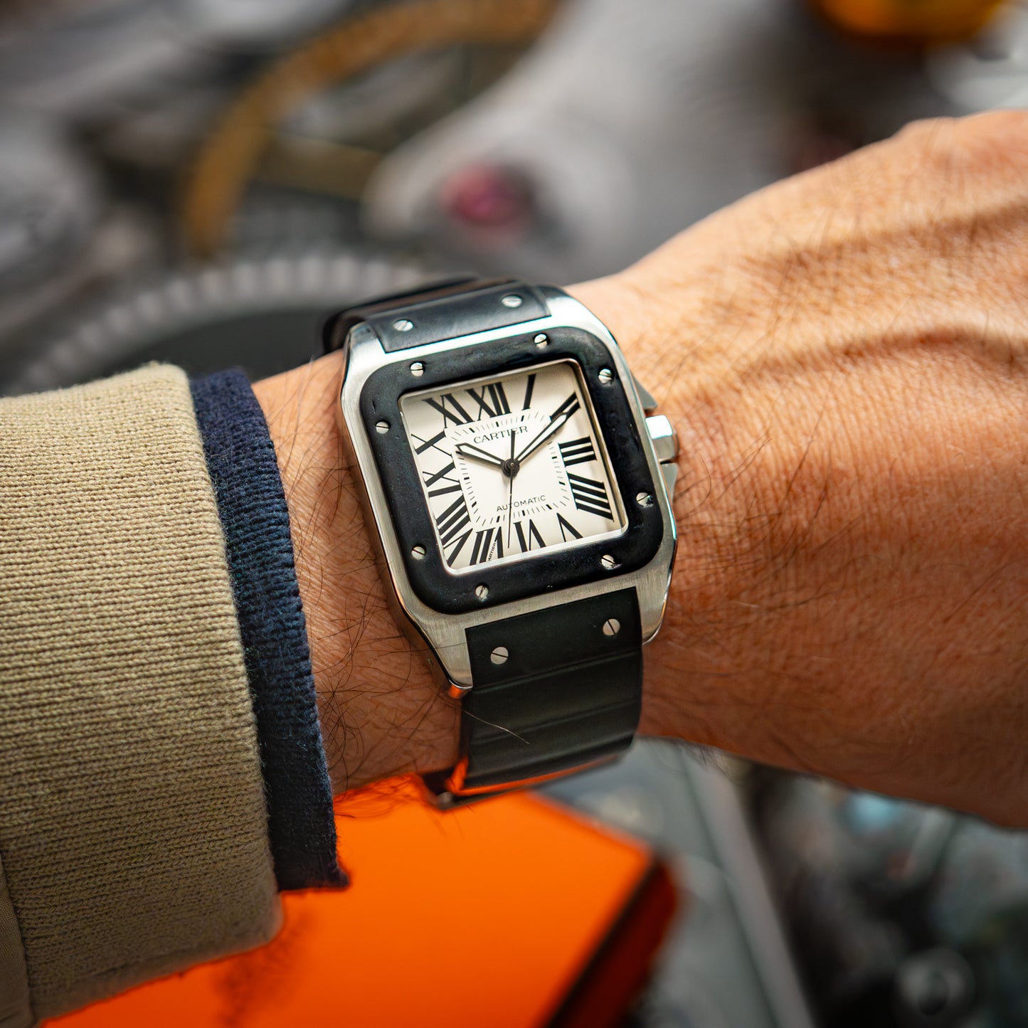 Cartier Santos 100XL Automatic Steel Black Bezel 41mm