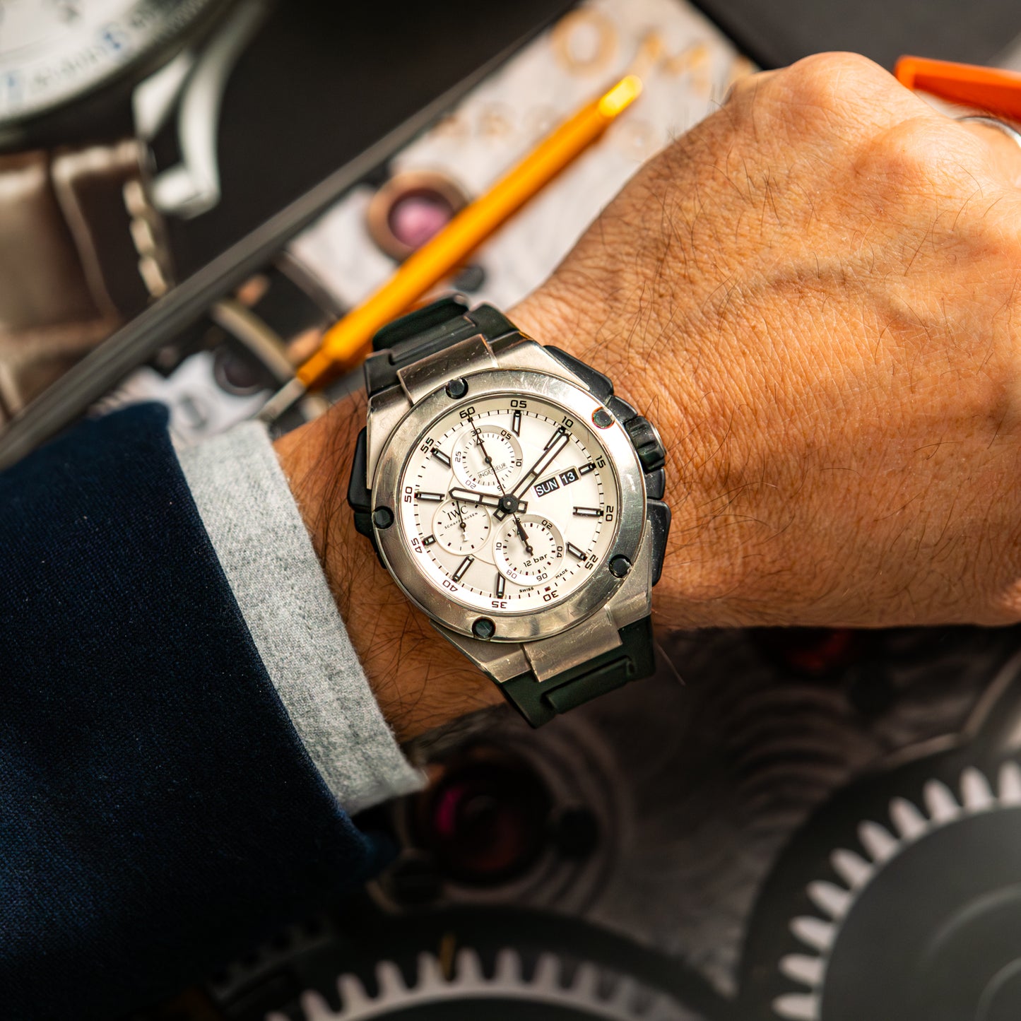 IWC Ingenieur Double Chronograph Titanium White 45mm