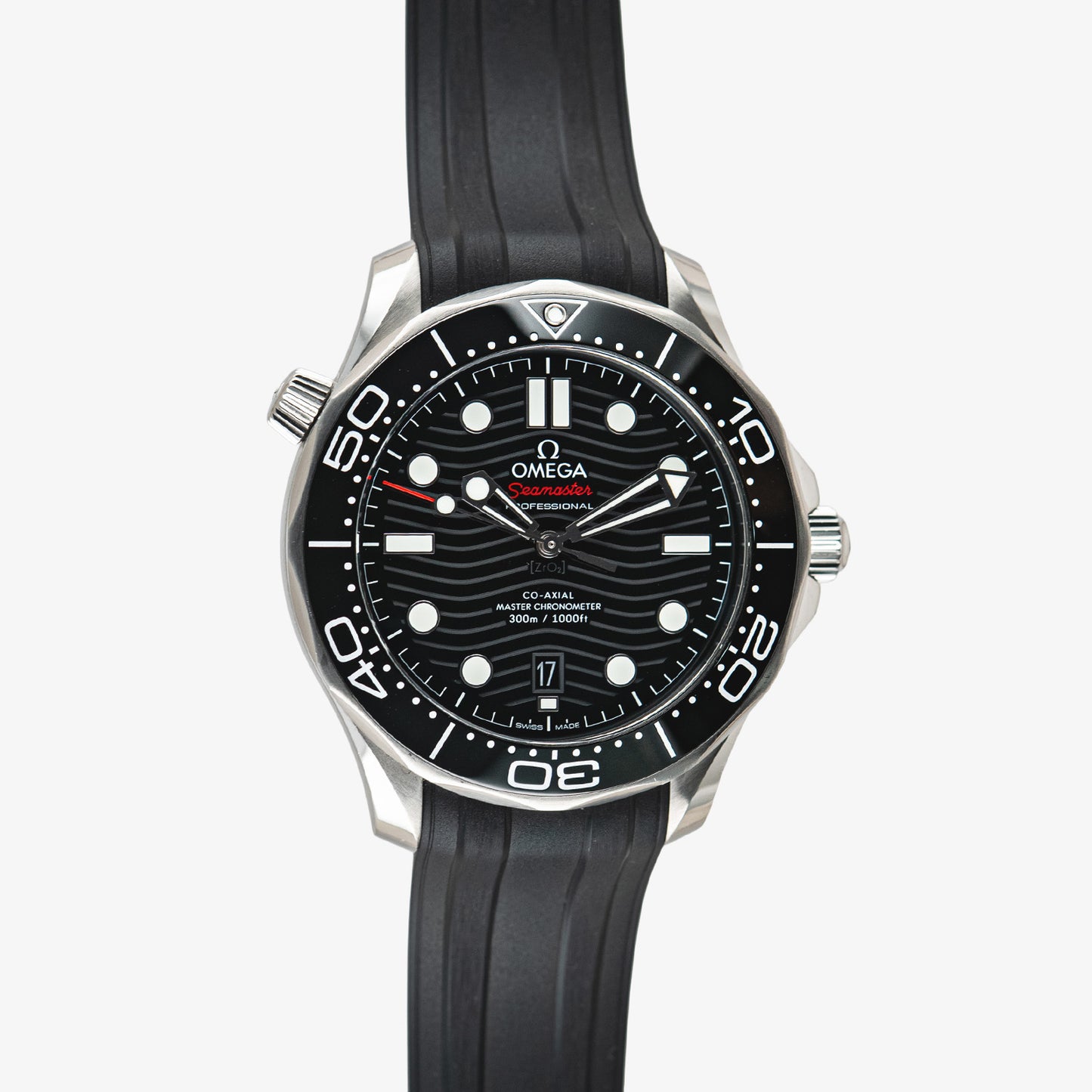 Omega Seamaster Diver 300M Black Dial Rubber Strap 42mm