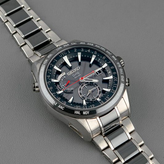 Seiko Astron GPS Solar Chronograph Black Dial 45mm