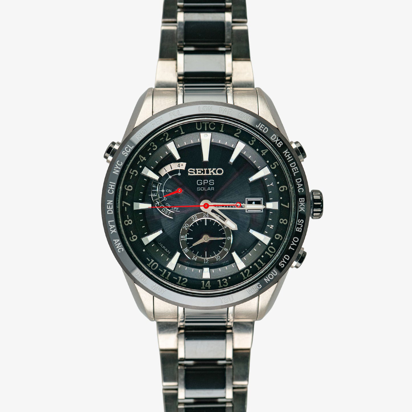 Seiko Astron GPS Solar Chronograph Black Dial 45mm