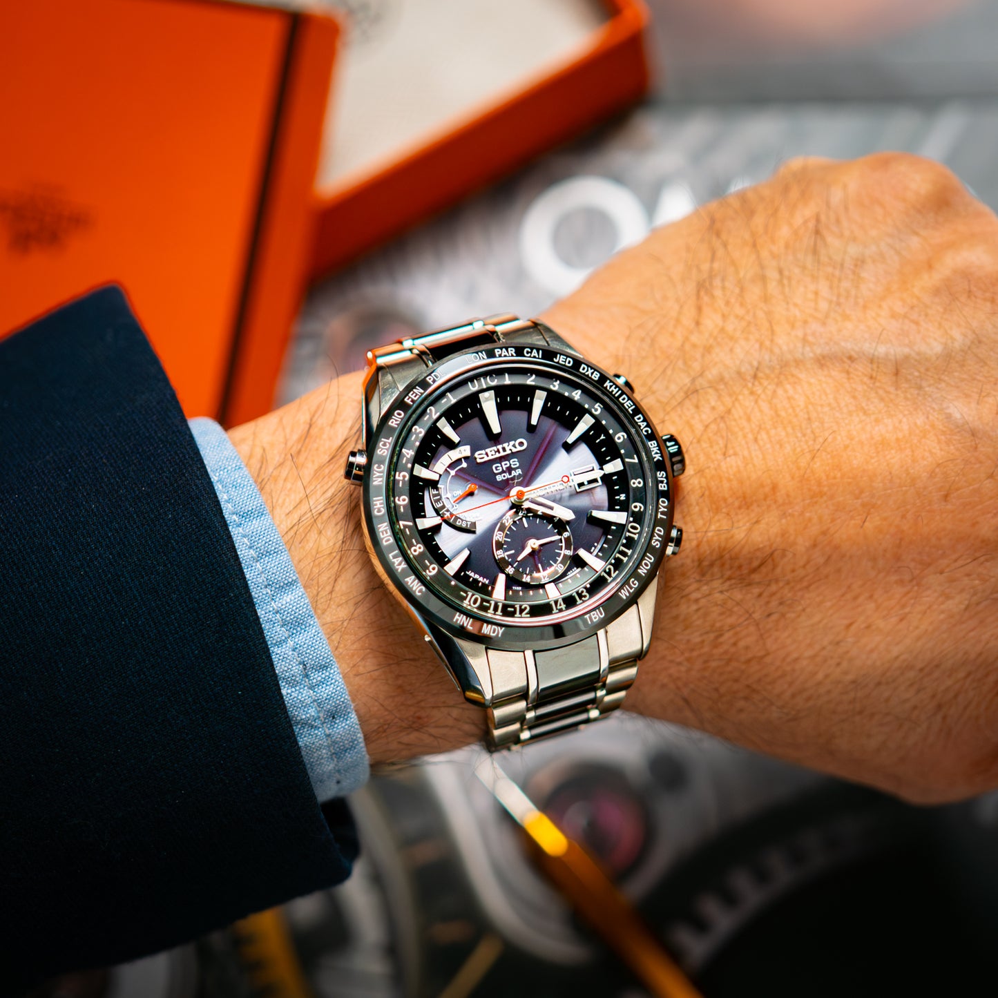 Seiko Astron GPS Solar Chronograph Black Dial 45mm