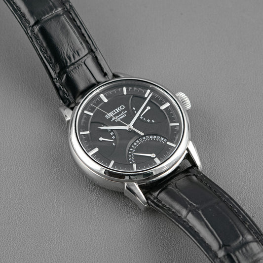 Seiko Automatic Power Reserve Retrograde Black 40.5mm