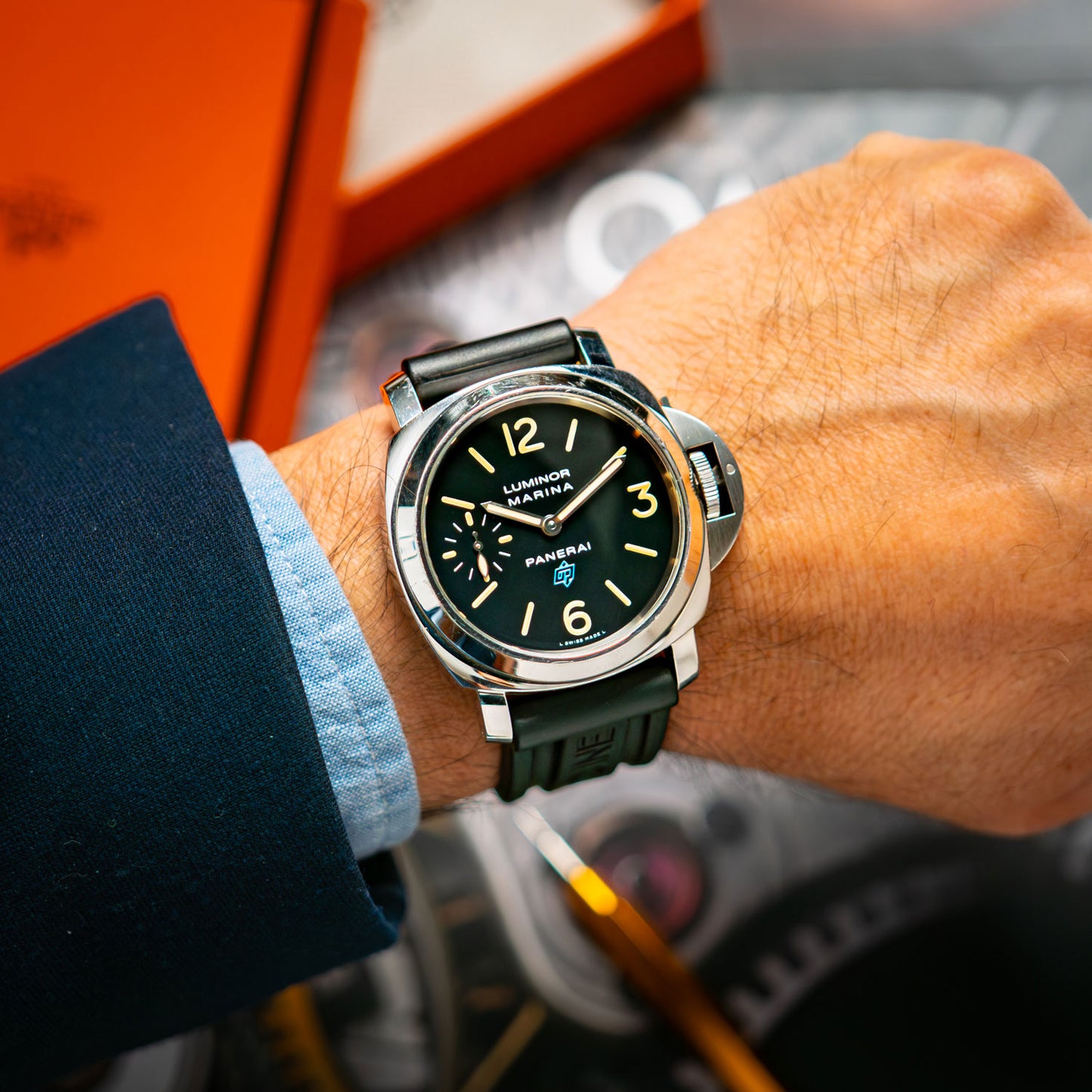 Panerai Luminor Marina Blue Logo PAM 631 Black Dial 44mm