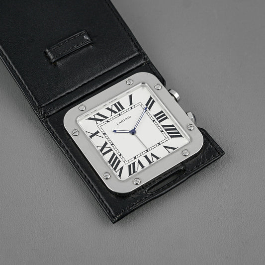 Cartier Santos Travel Alarm Clock White Dial 54mm