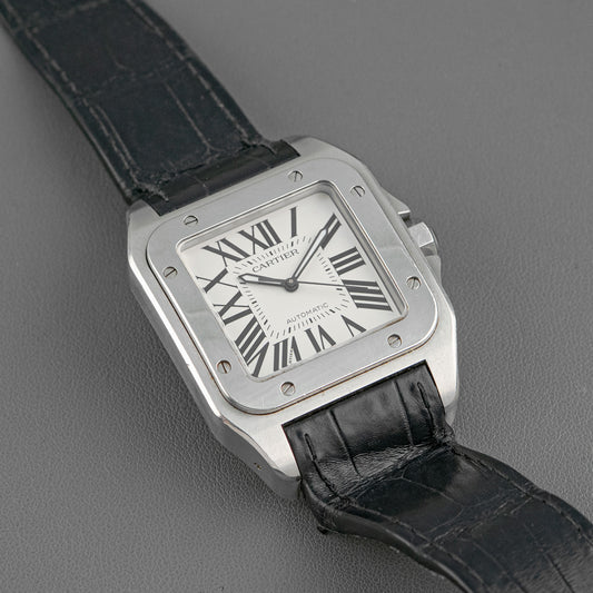 Cartier Santos 100 Automatic Silver Dial Steel 38mm