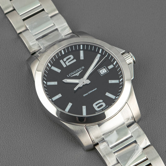 Longines Conquest 30 Bar Black Dial Quartz 41mm