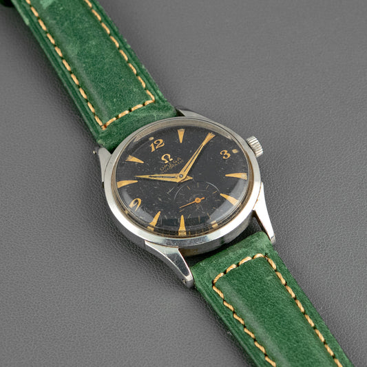 Omega Automatic 2635 Black Gilt Dial Vintage 33mm